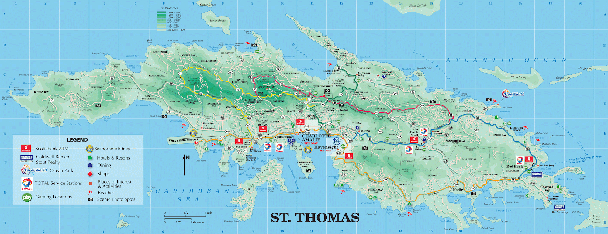 St. Thomas Map - St. Thomas, U.s. Virgin Islands - Printable Map Of St Croix