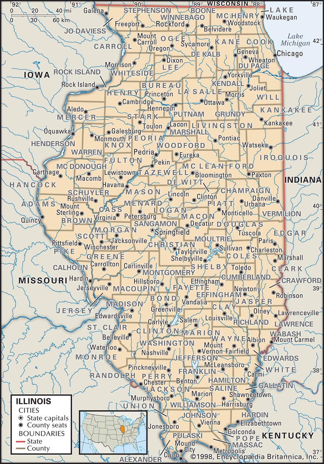 State And County Maps Of Illinois - Printable Map Of Naperville Il