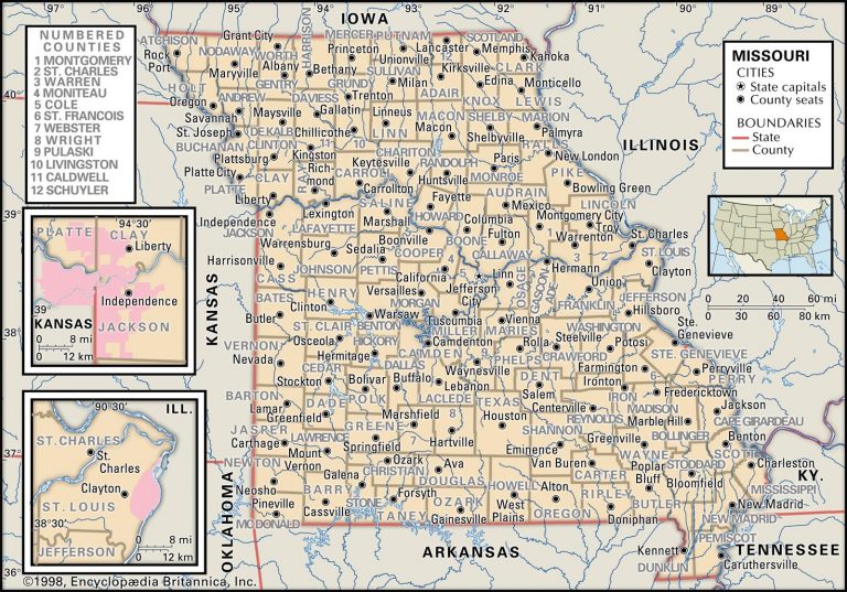 State And County Maps Of Missouri Printable Map Of Springfield Mo 768x537 