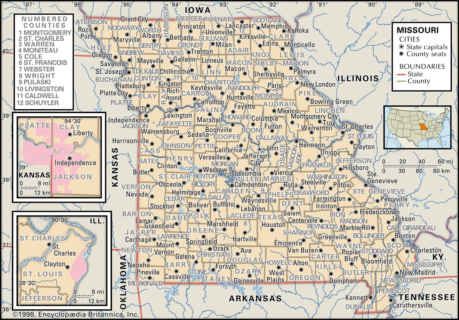 State And County Maps Of Missouri - Printable Map Of Springfield Mo