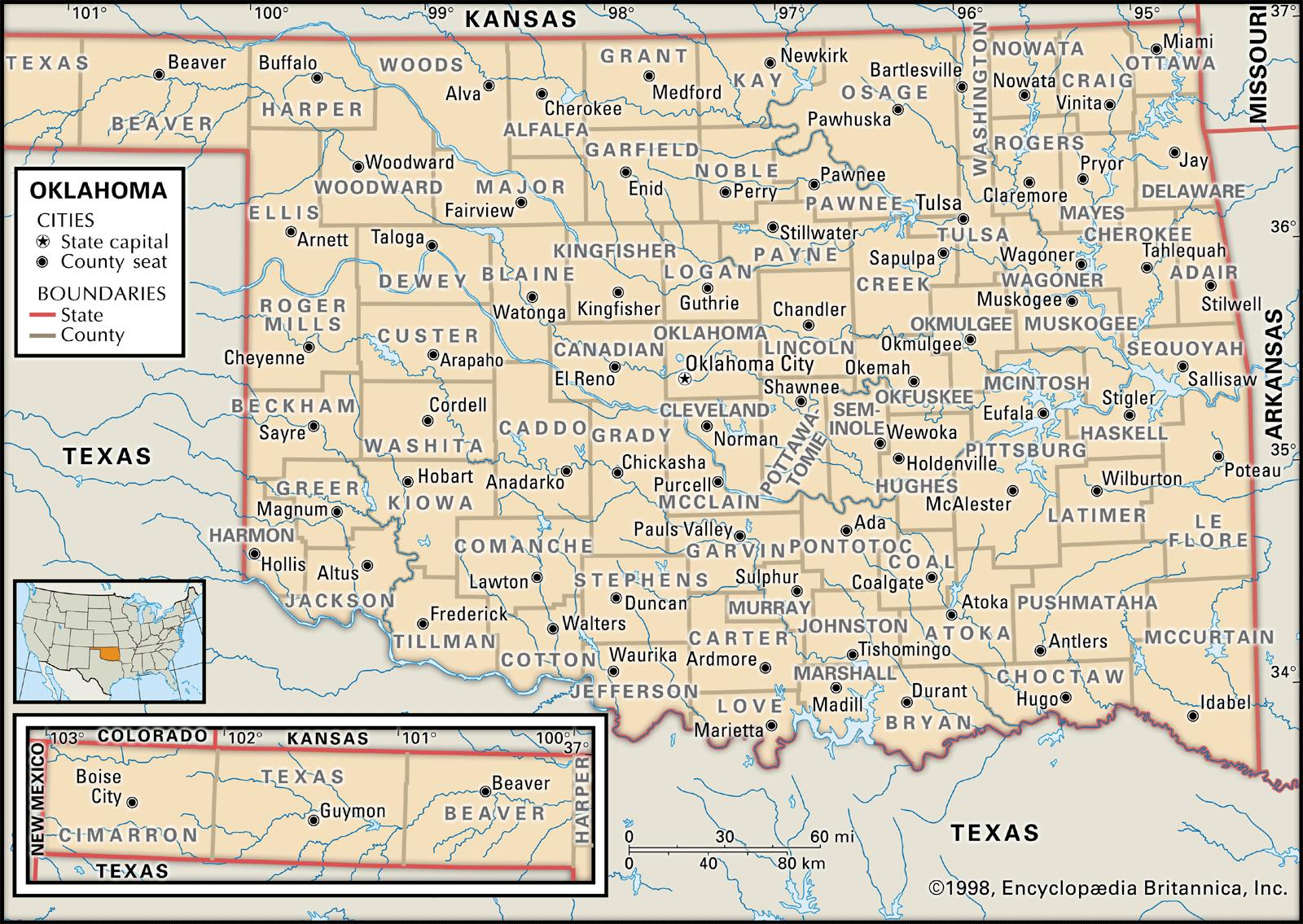 State And County Maps Of Oklahoma - Printable Map Of Norman Ok