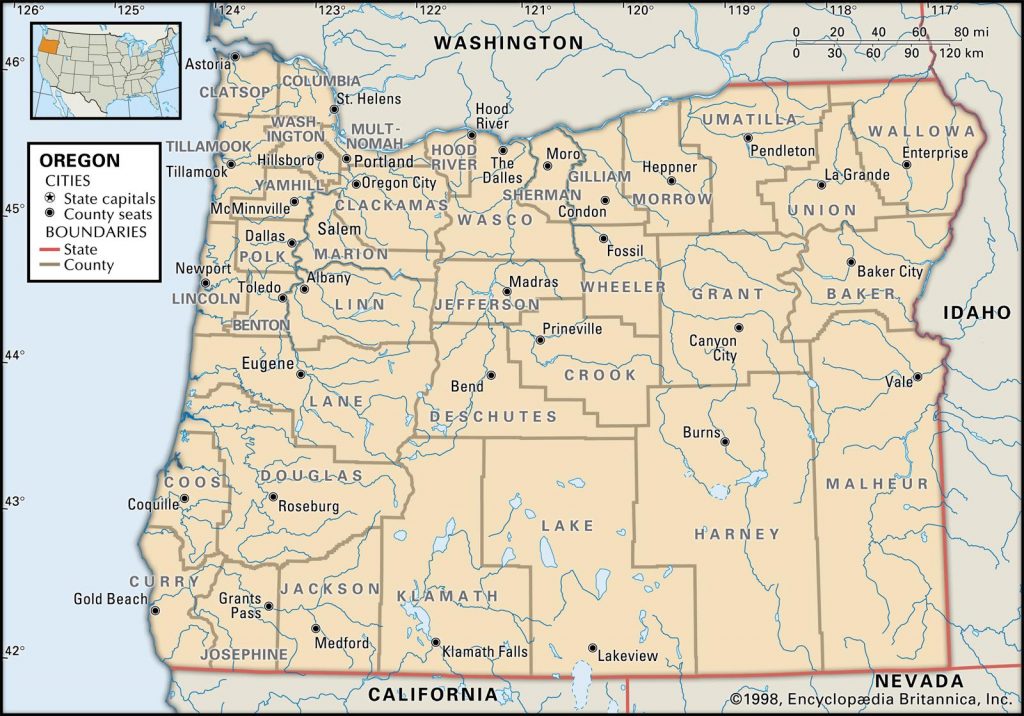 State And County Maps Of Oregon Oregon Road Map Printable 1024x716 