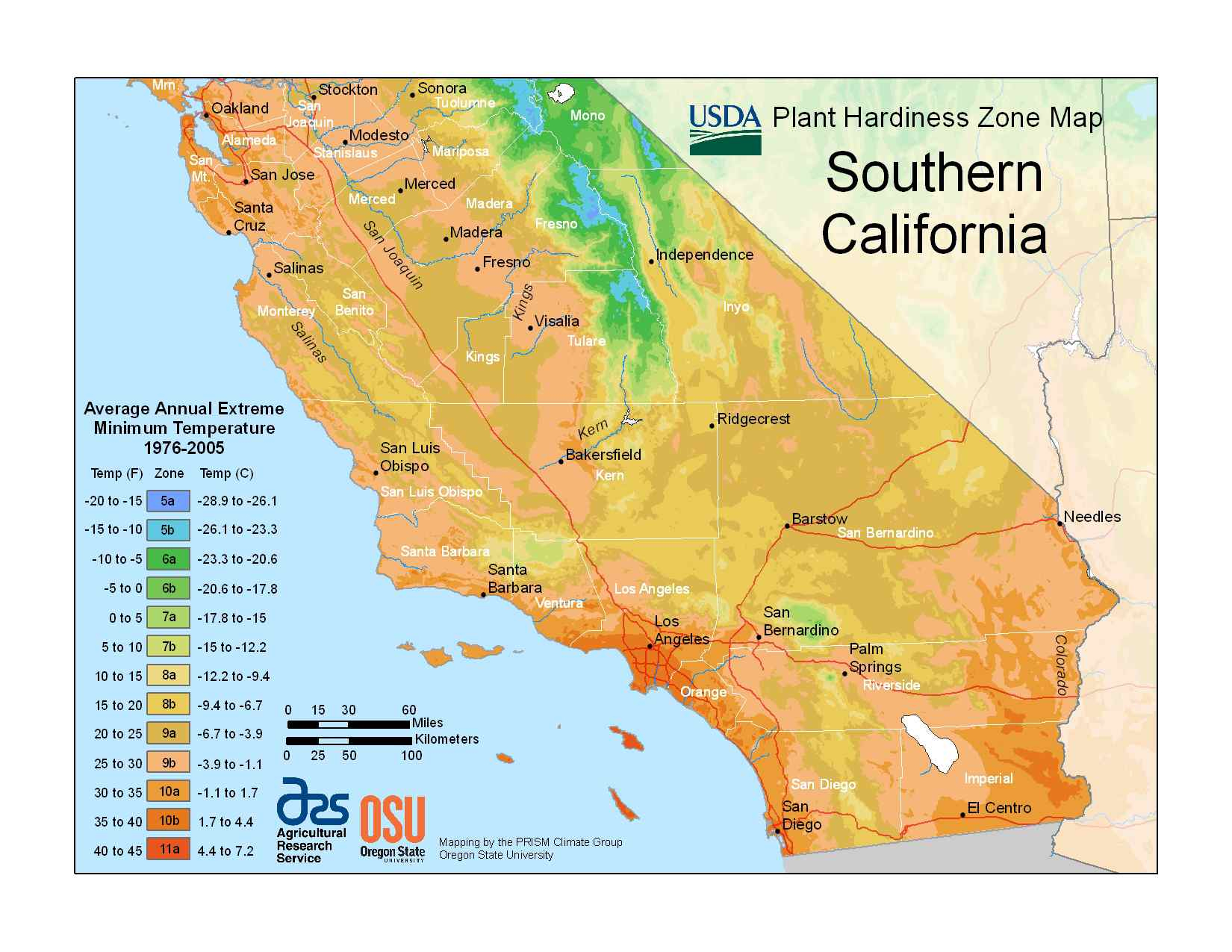 State Maps Of Usda Plant Hardiness Zones - Usda Zone Map California
