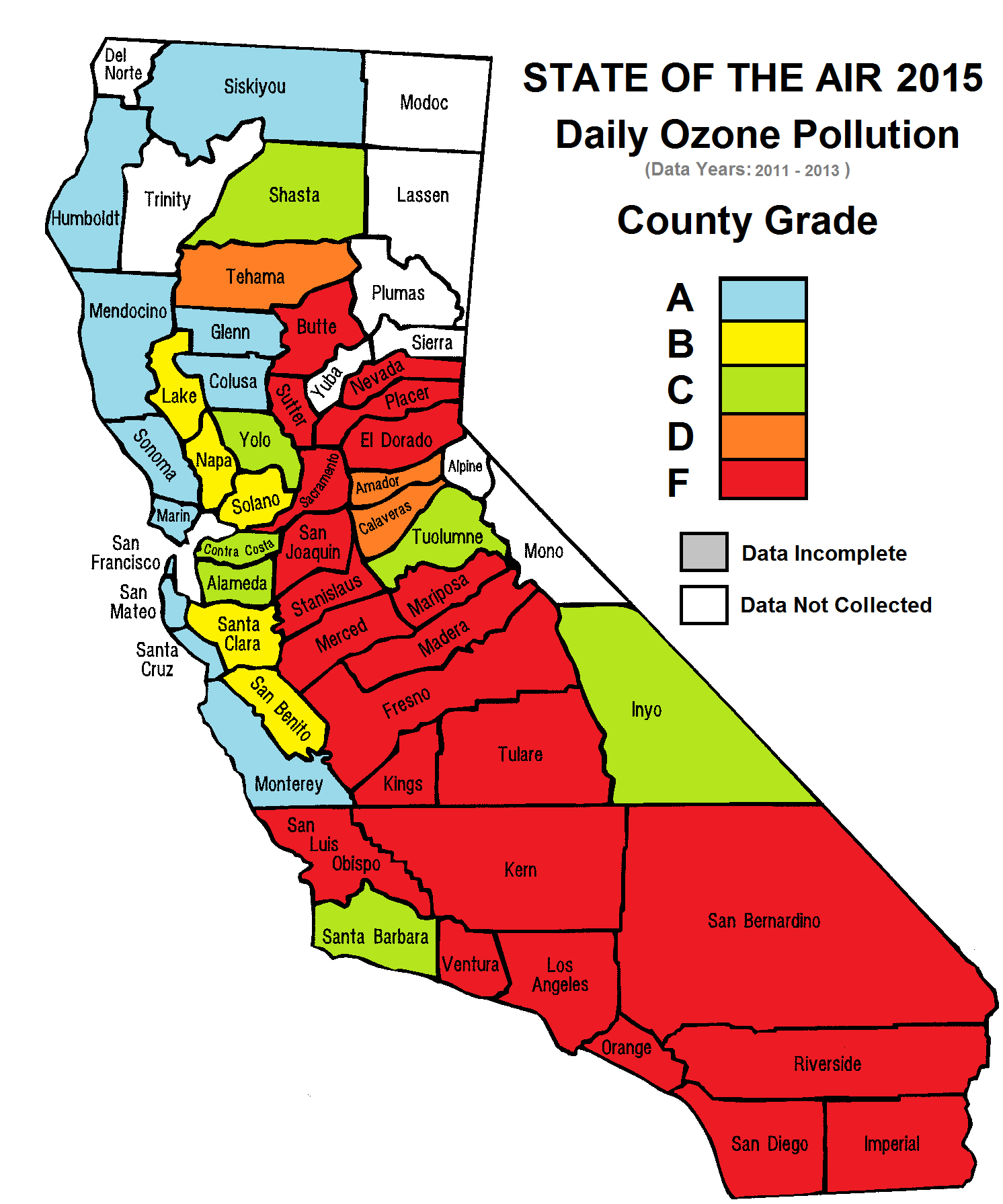 Stateofairmap Map Of California Springs Southern California Air - Southern California Air Quality Map