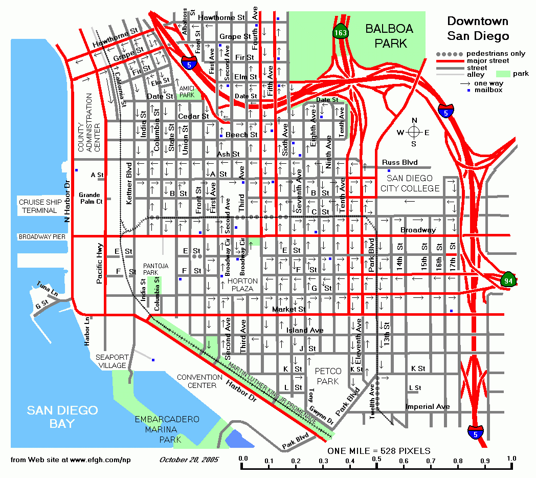 Street Map Of Downtown San Diego - Printable Map Of Downtown San Diego