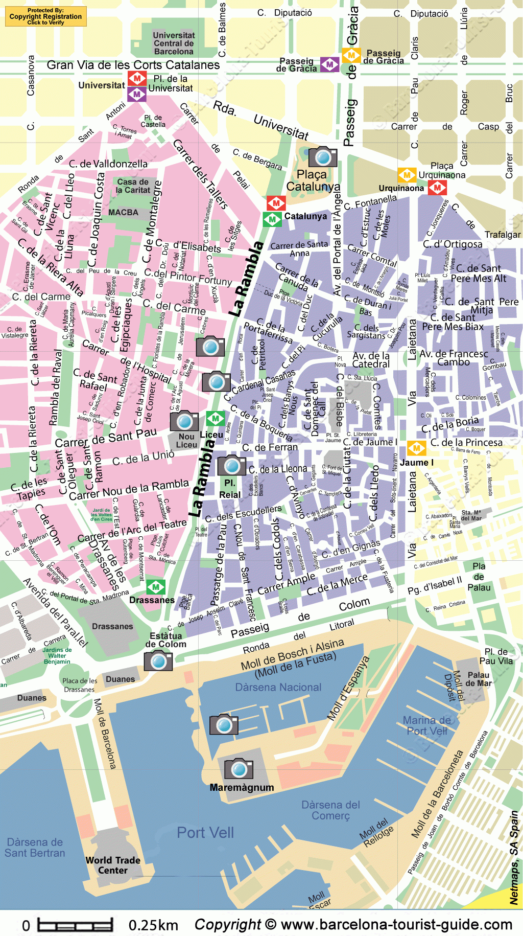 Street Map Of Las Ramblas In Barcelona - Barcelona Street Map Printable