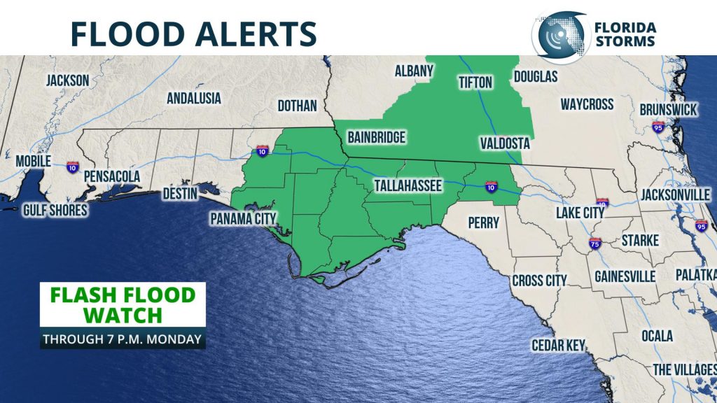 Strong Storms, Flash Flood Risk Continues In North Florida Monday