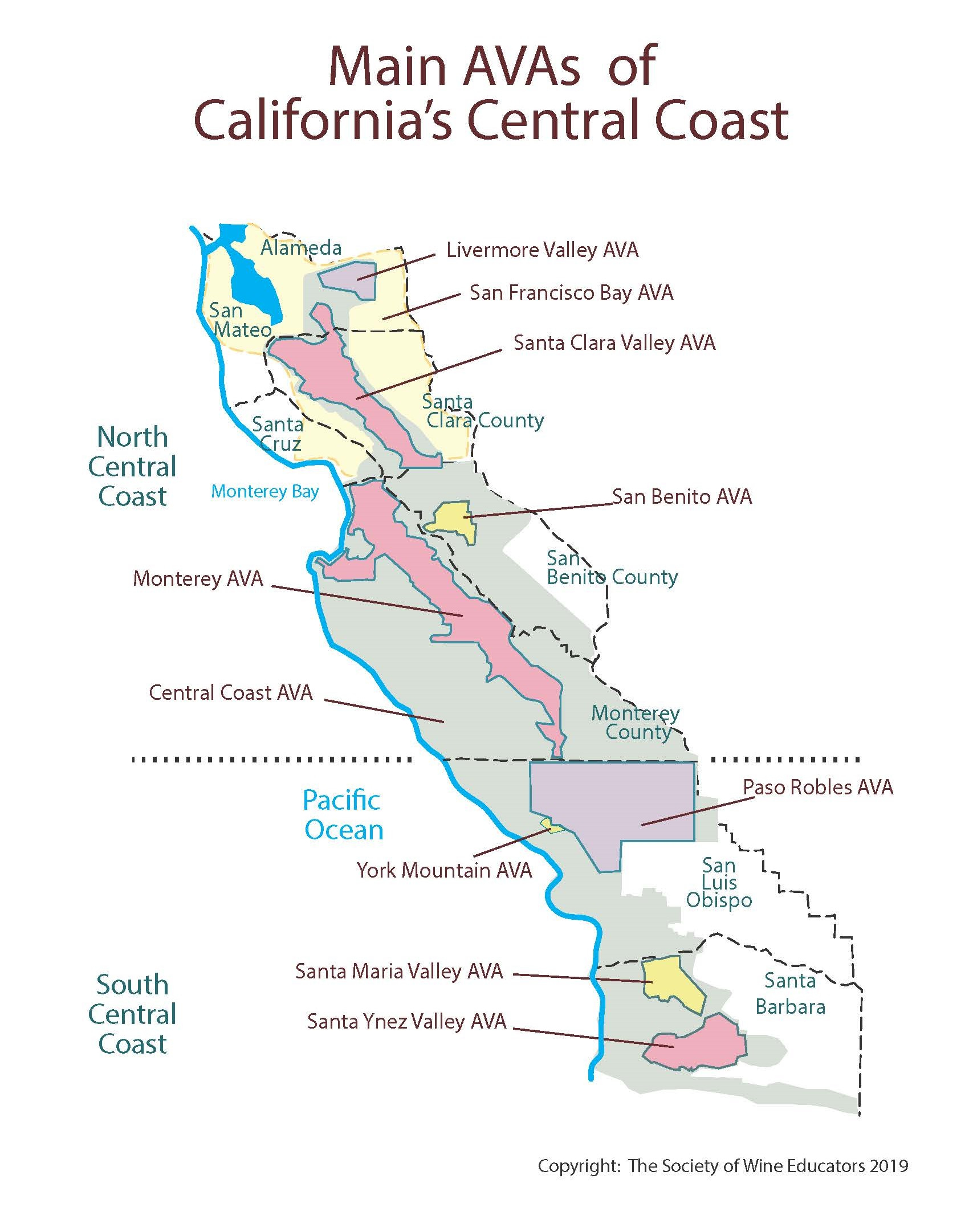 Swe Map 2019: California—Central Coast – Wine, Wit, And Wisdom - Central California Wineries Map