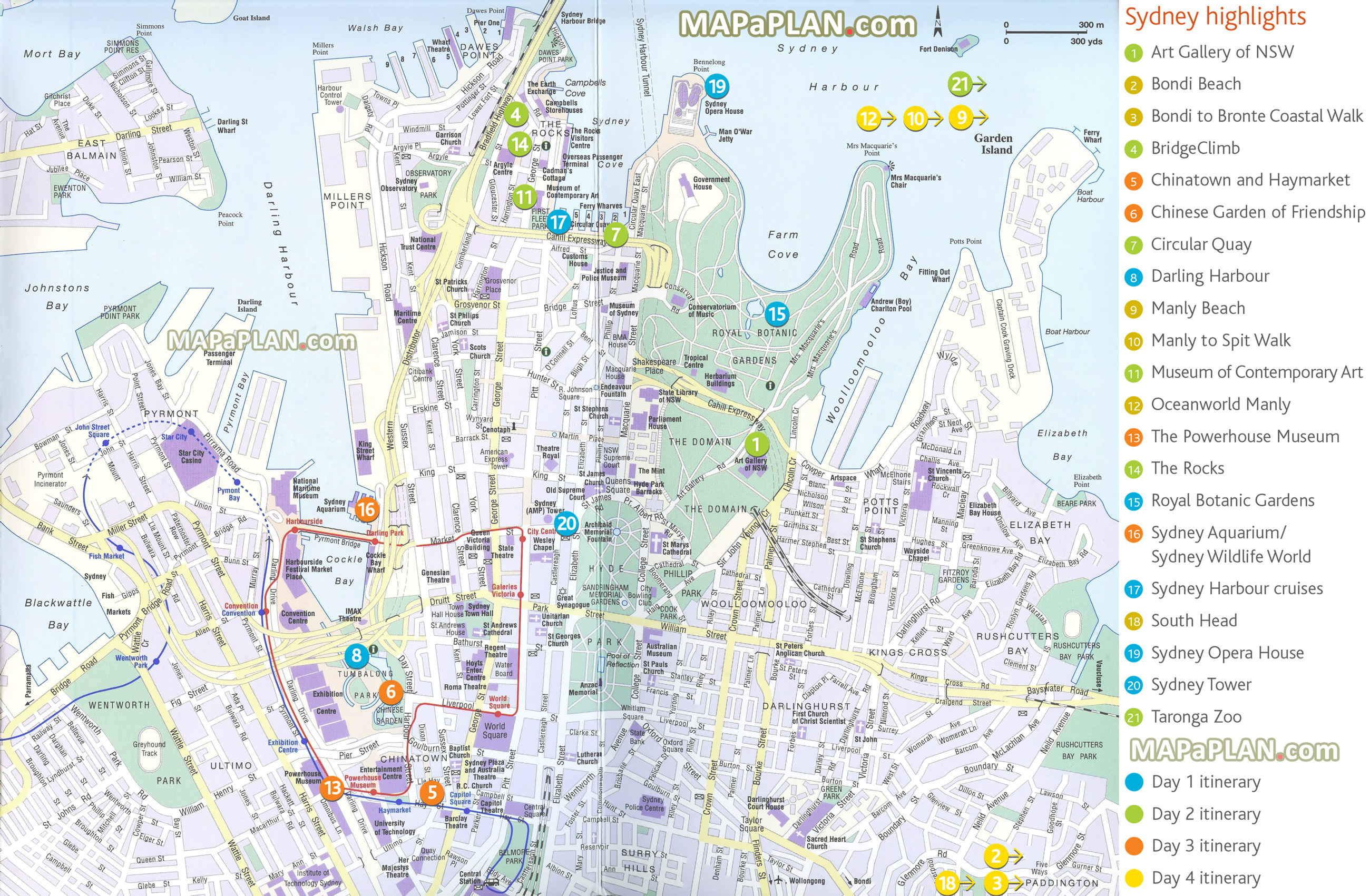 Sydney Maps - Top Tourist Attractions - Free, Printable City Street Map - Sydney Tourist Map Printable