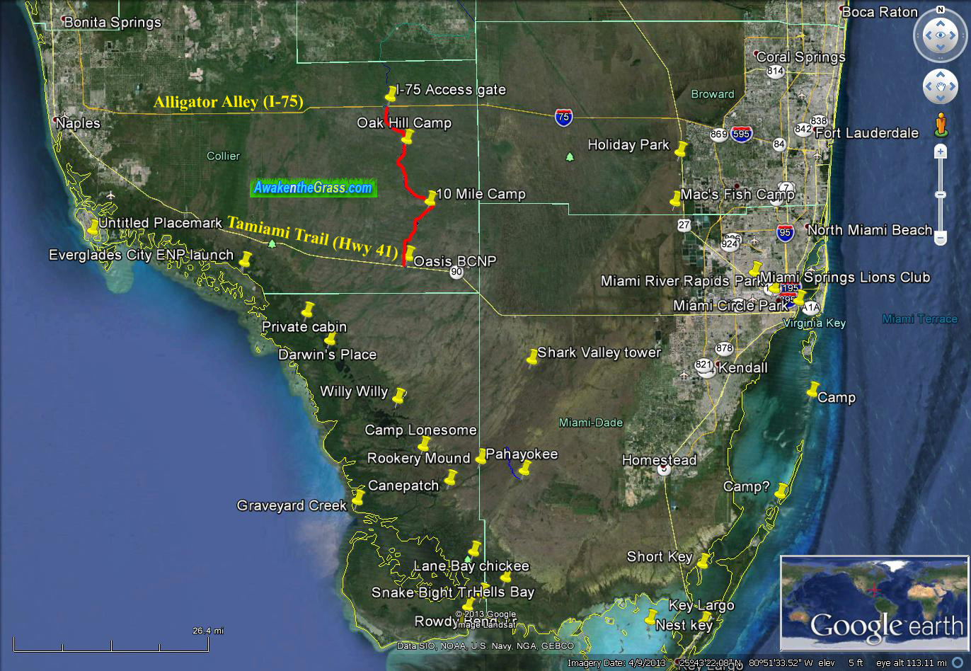 Tamiami Trail To Alligator Alley The Hard Way – Through Hiking The - Tamiami Trail Florida Map