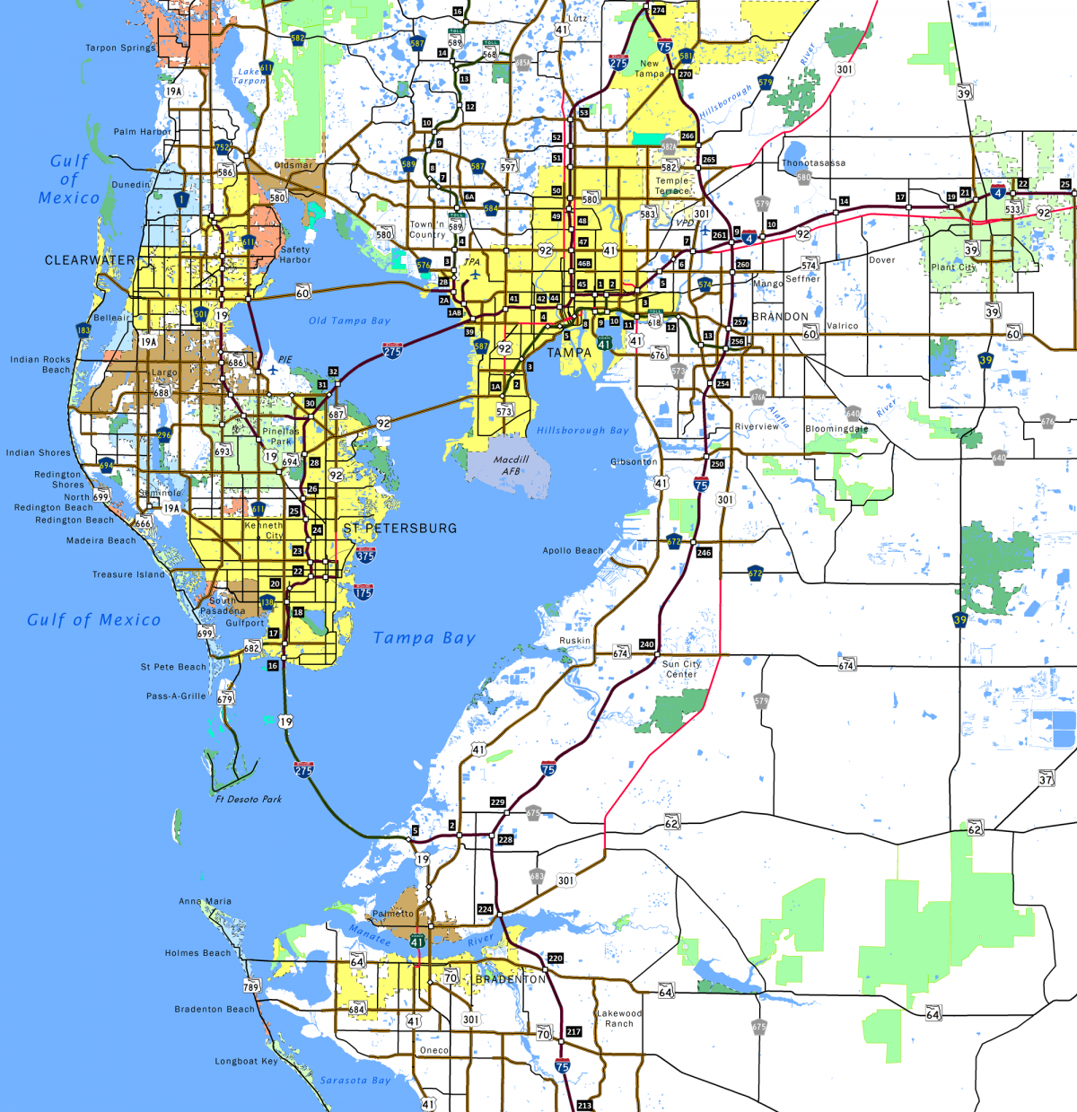 Tampa Bay - Aaroads - Street Map Of Tampa Florida