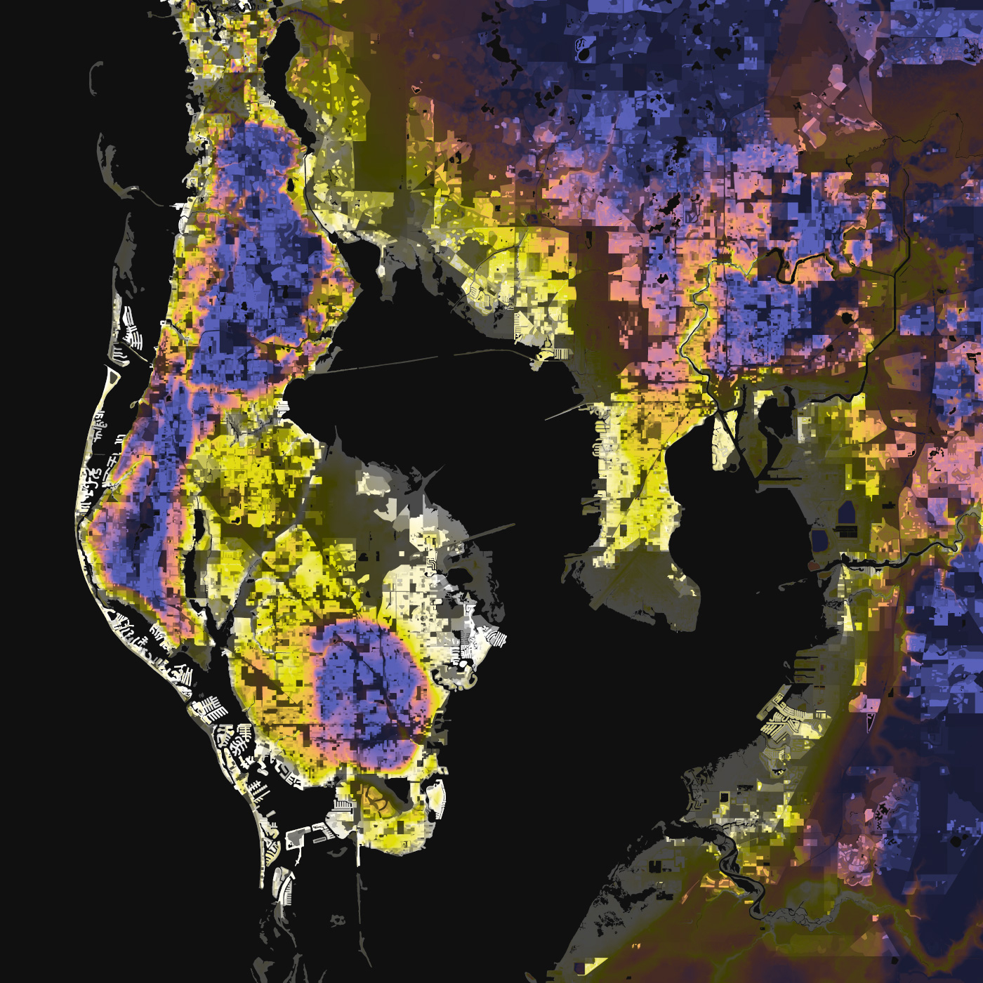 Tampa-St. Petersburg, Florida – Elevation And Population Density, 2010 - Florida Elevation Map