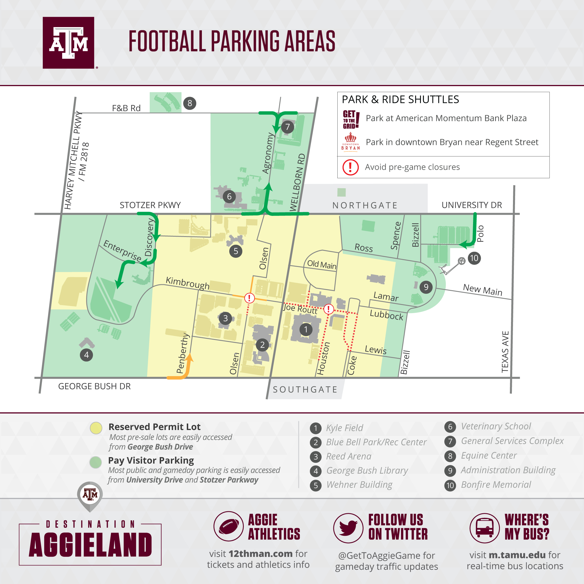 Football Parking & Information Texas A&m Parking Lot Map Printable Maps