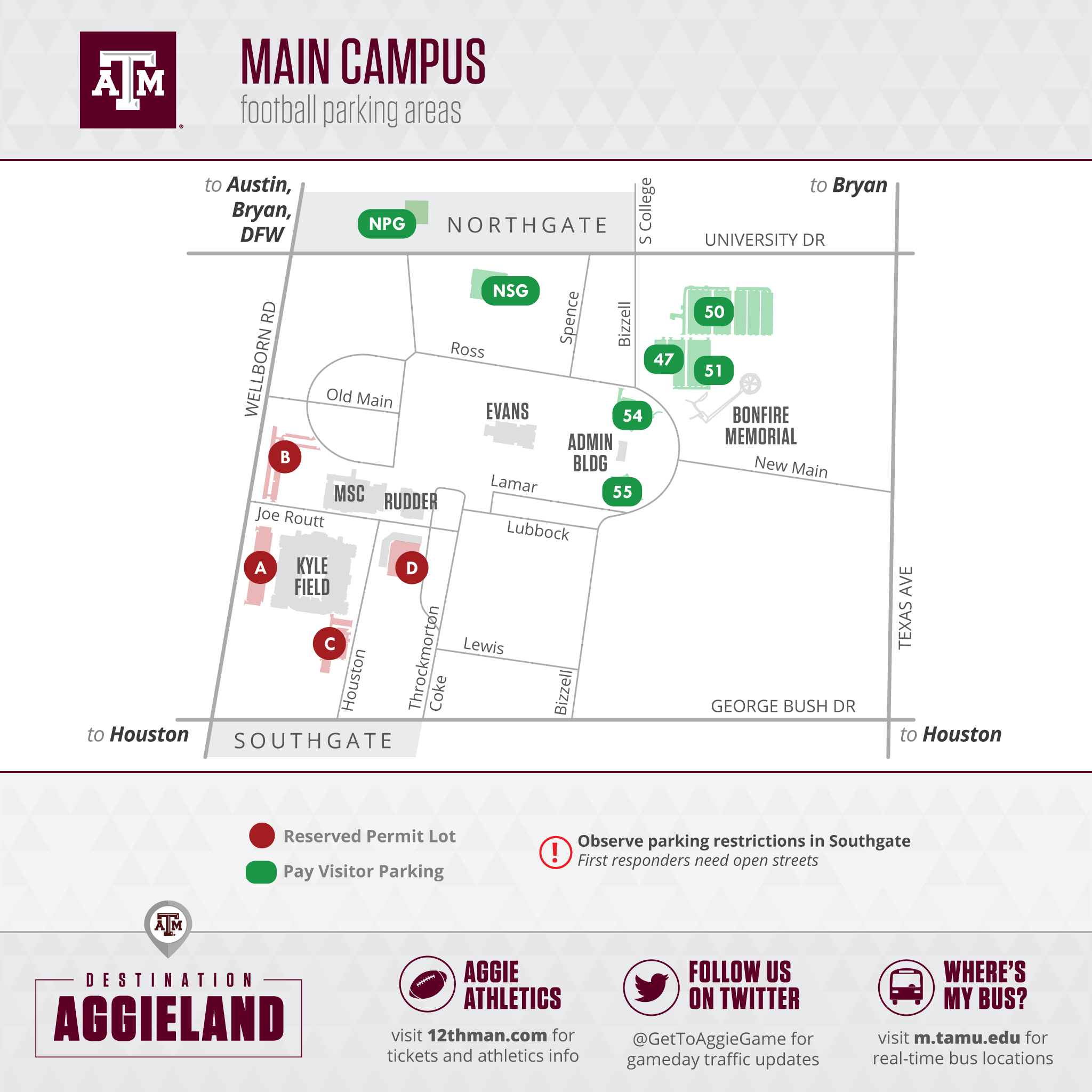 Texas A&amp;amp;m Football Gameday - 12Thman - Texas A&amp;amp;amp;m Parking Map