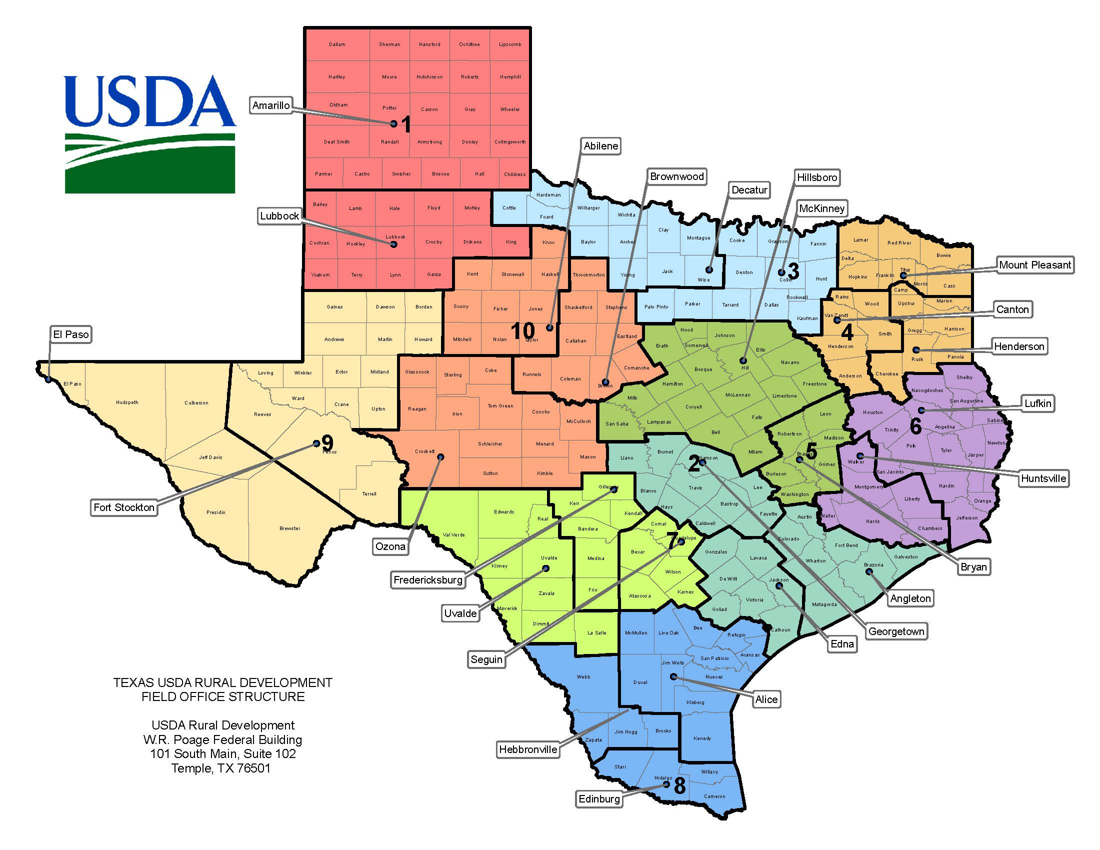 Texas Contacts | Usda Rural Development - Usda Eligibility Map California