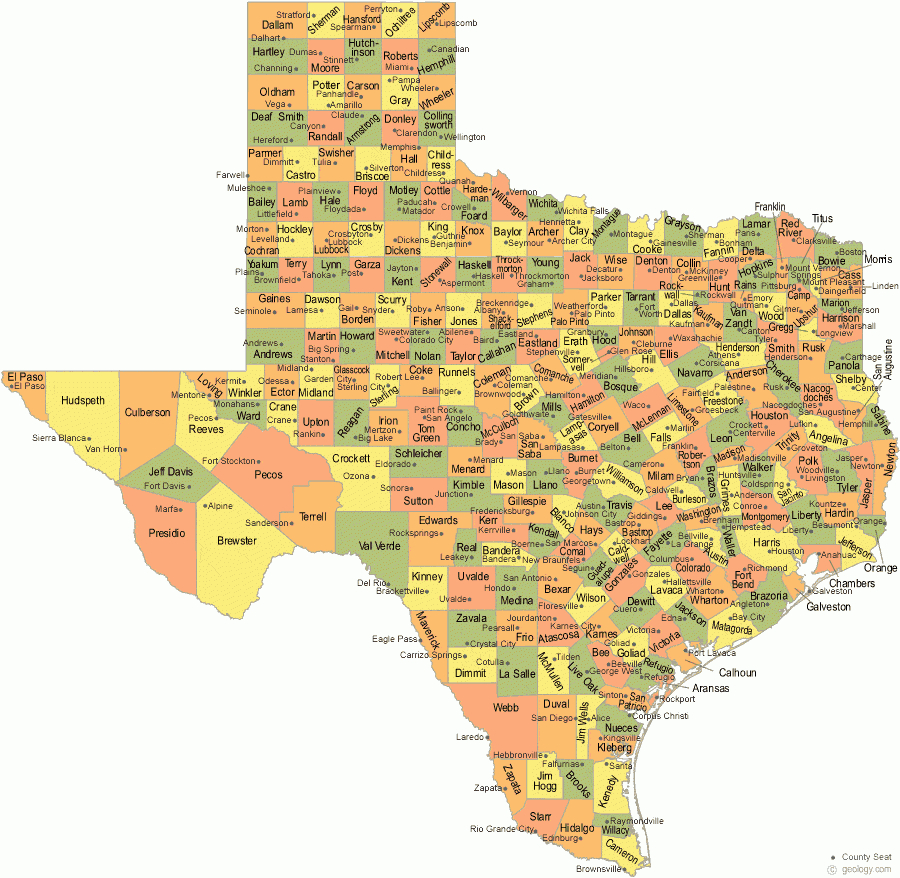 Texas County Map - Google Texas Map