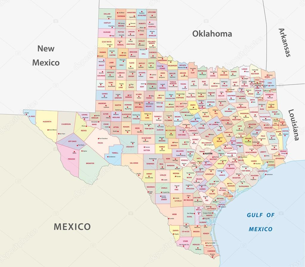 Texas County Map — Stock Vector © Lesniewski #51835317 - Texas County Map Vector