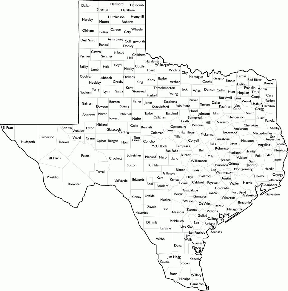 Texas County Map With Names Texas County Map Printable Maps 9684