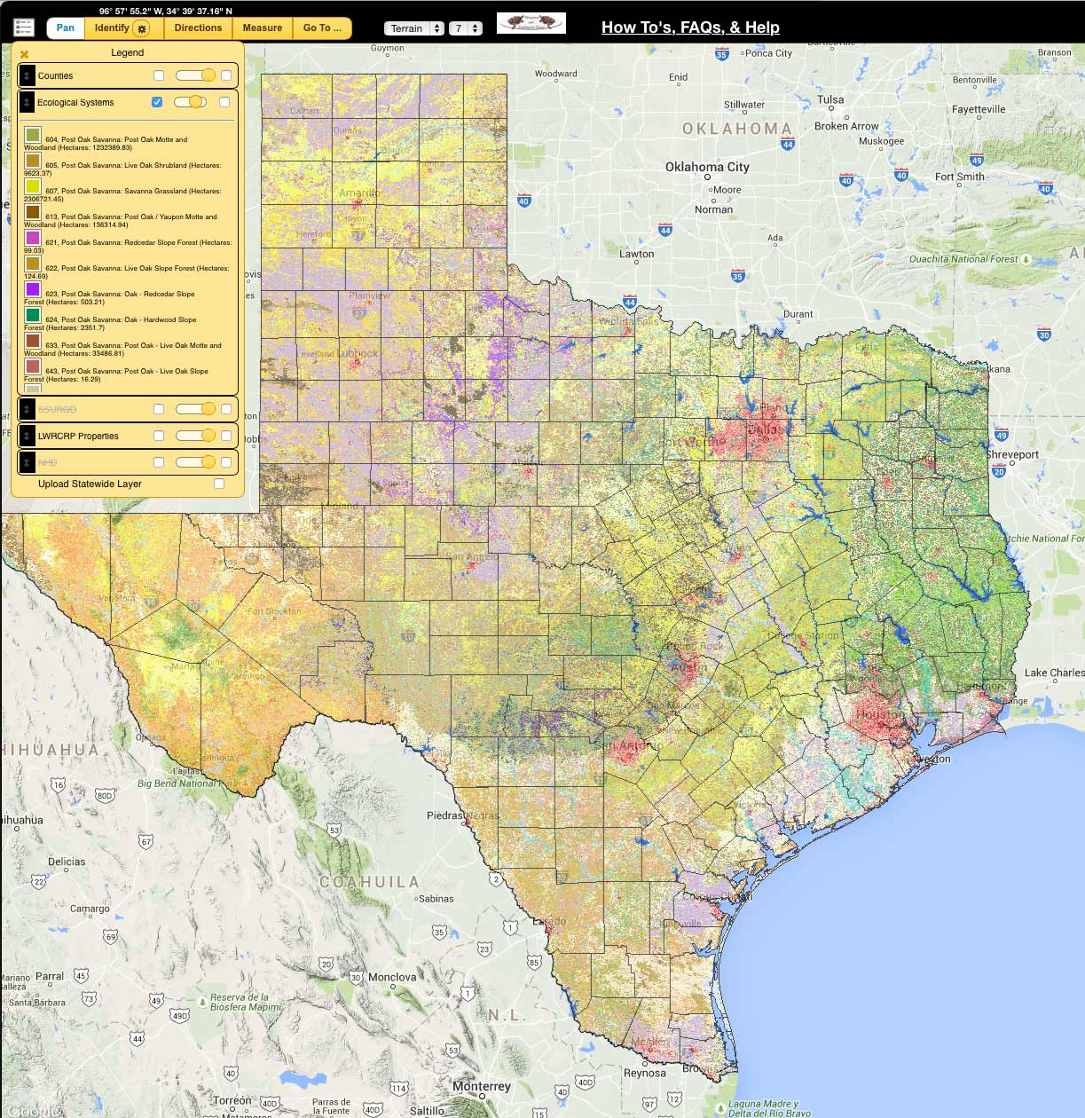Texas Ecosystem Analytical Mapper - Landscape Ecology Program - Land - Lands Of Texas Map