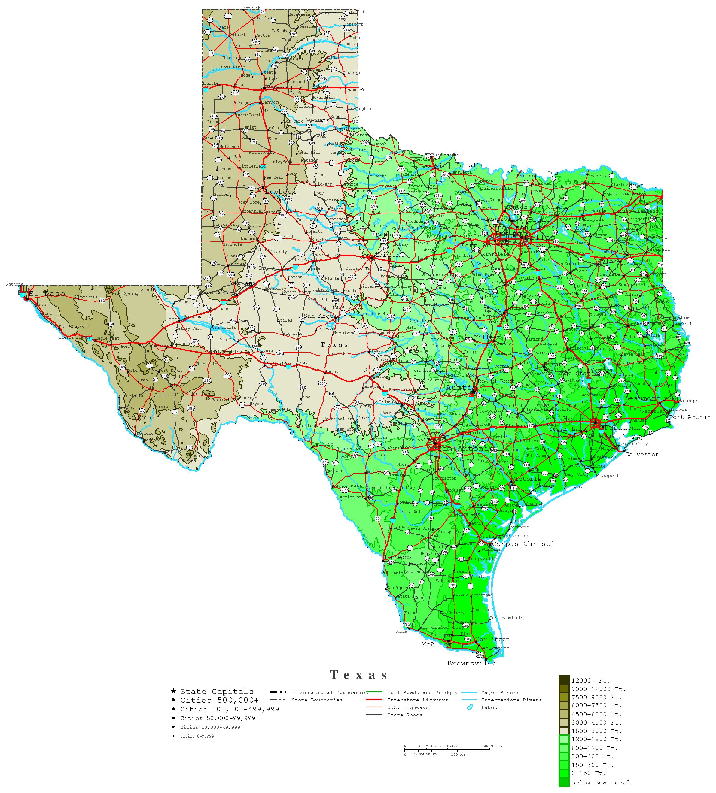 Texas Elevation Map - Interactive Elevation Map Of Texas