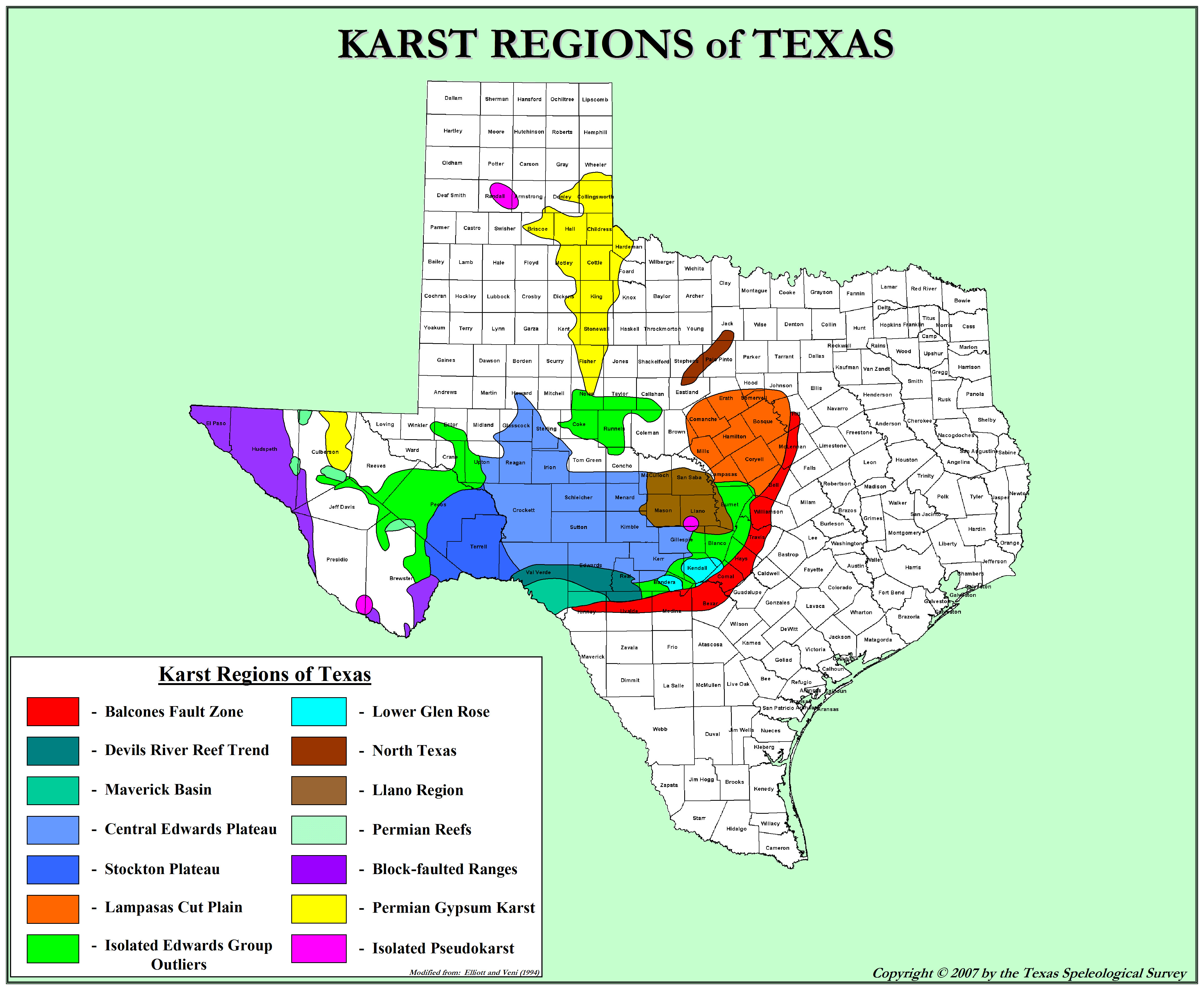 Texas Karst | Texas Speleological Survey | Tss | Cave | Records - Caves In Texas Map