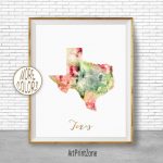 Texas Map Art Print Texas Art Print Texas Decor Texas Print Map   Texas Map Artwork