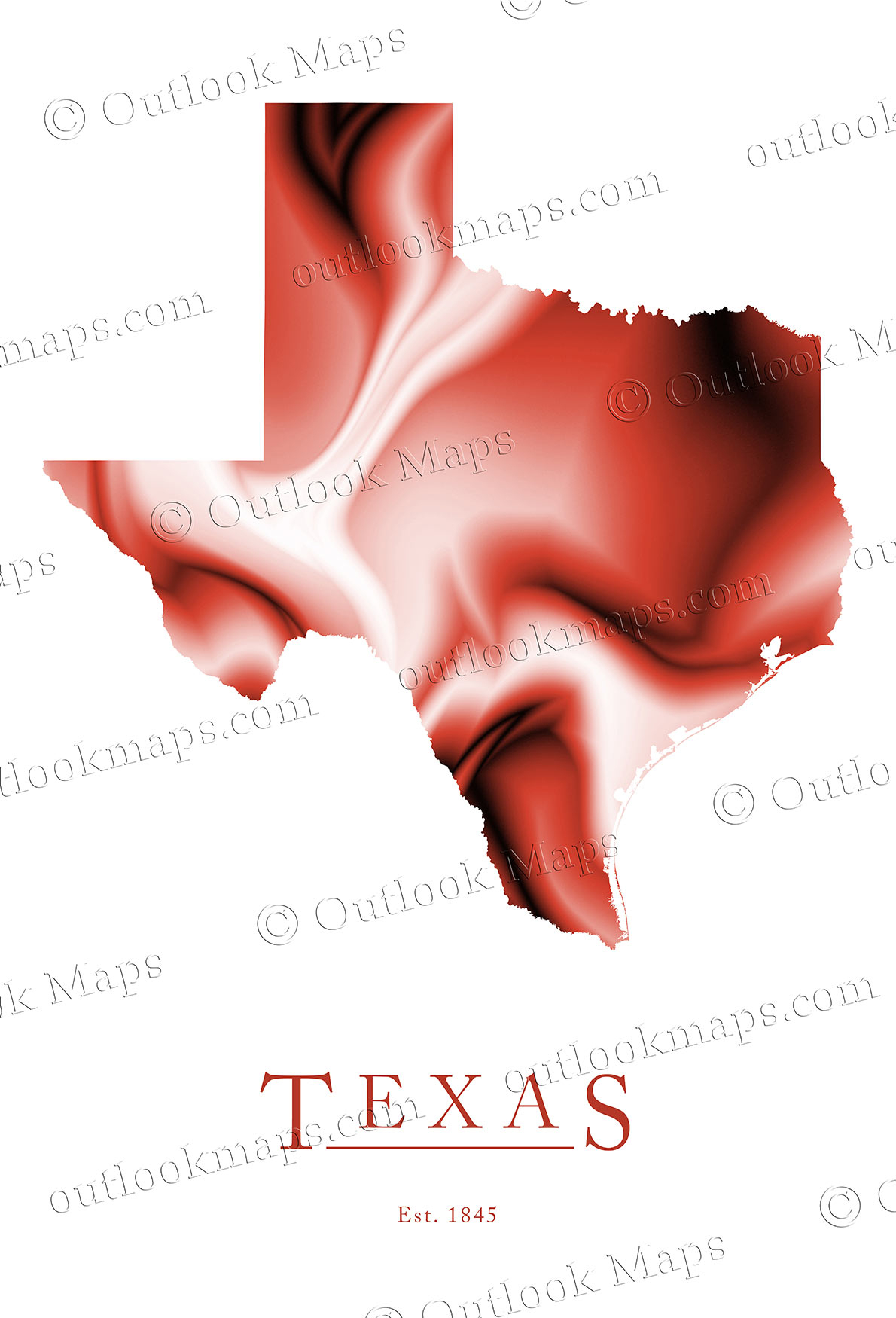 Texas Map Art | Stylish Poster - Texas Map Poster