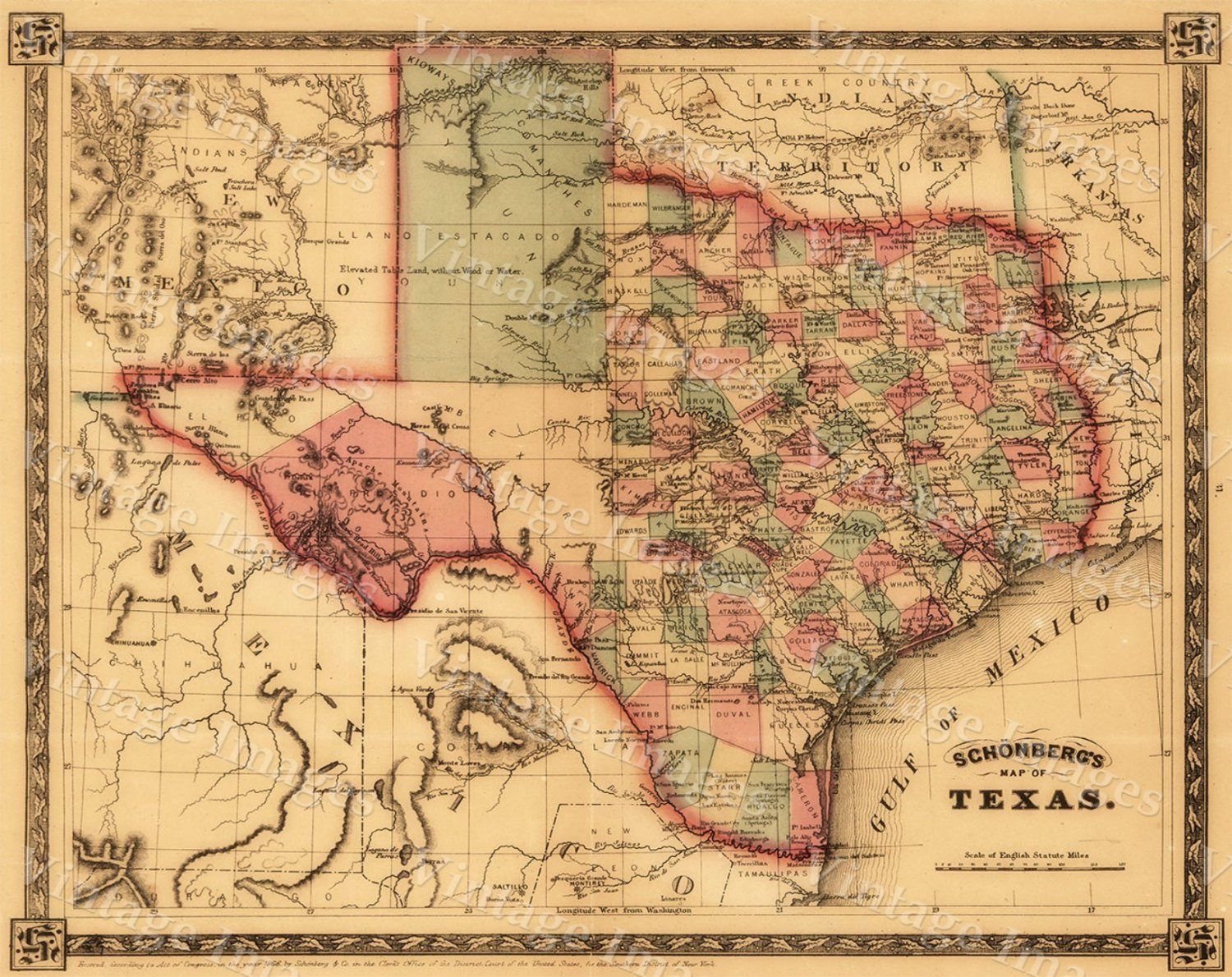 Texas Map Giant 1866 Old Texas Map Old West Map Antique | Etsy - Antique Texas Maps For Sale