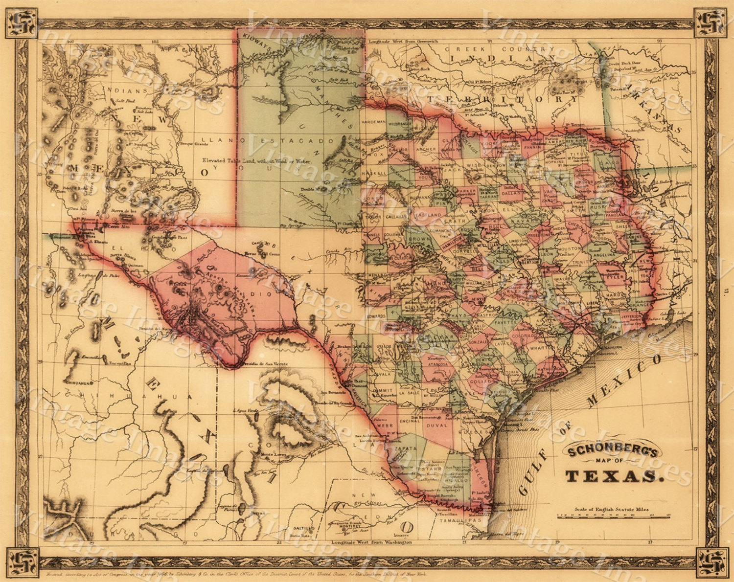 Texas Map Giant 1866 Old Texas Map Old West Map Antique | Etsy - Texas Historical Maps For Sale