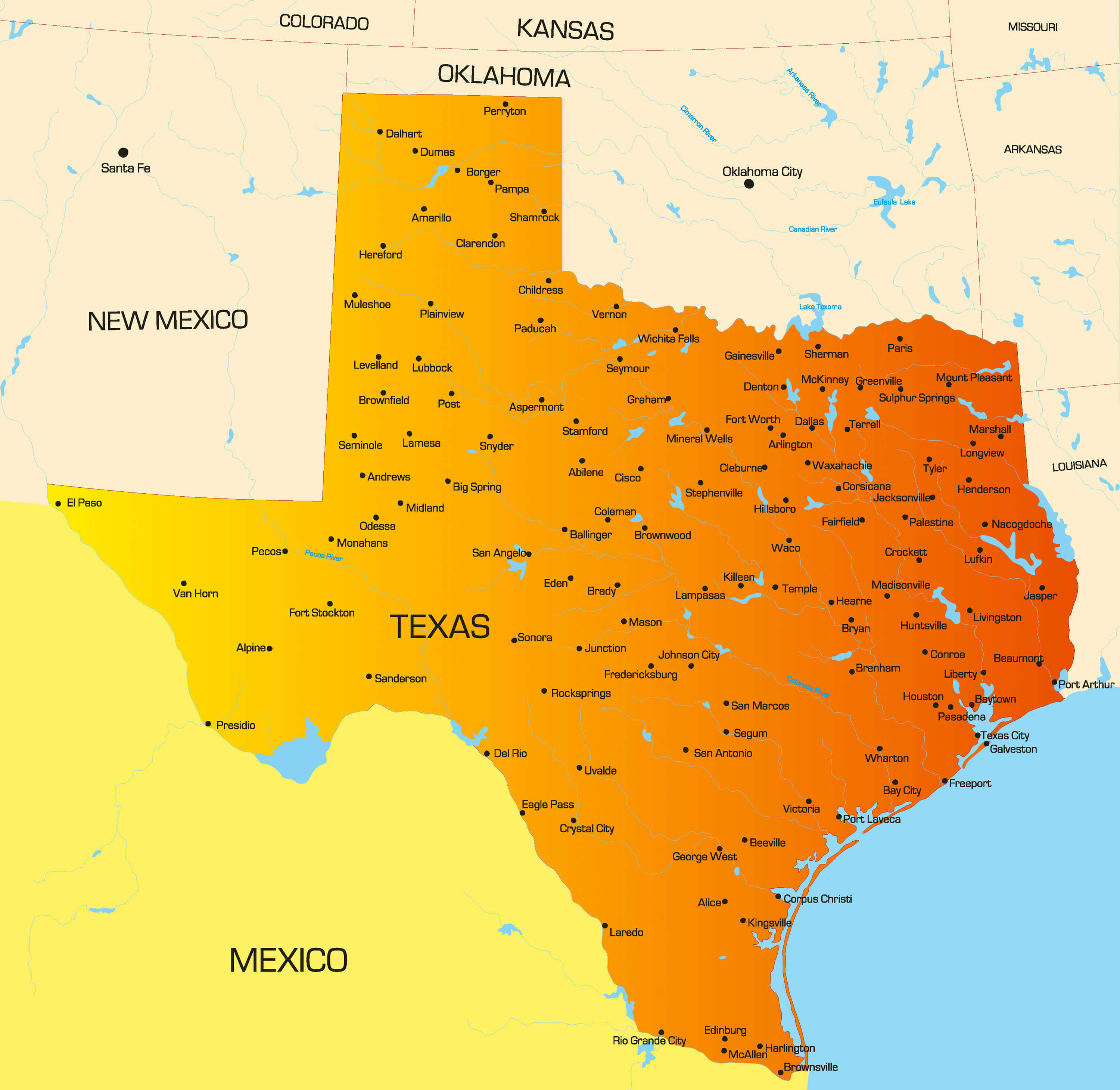 Texas Map - Guide Of The World - Where Is Amarillo On The Texas Map