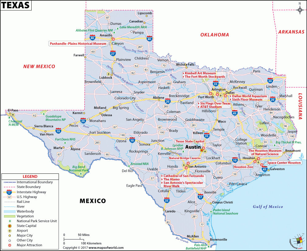Texas Map | Map Of Texas (Tx) | Map Of Cities In Texas, Us - Texas Road Map 2017