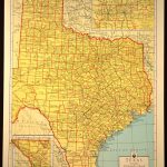 Texas Map Of Texas Wall Art Colored Colorful Yellow Vintage Gift   Texas Map Wall Decor