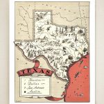 Texas Map Print Fun Vintage Picture Map Print To Frame | Etsy   Vintage Texas Map Prints