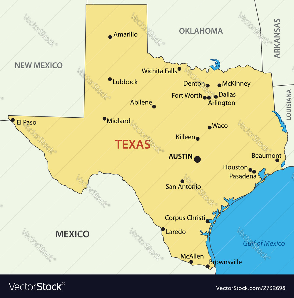 Texas - Map Royalty Free Vector Image - Vectorstock - Free Texas Map