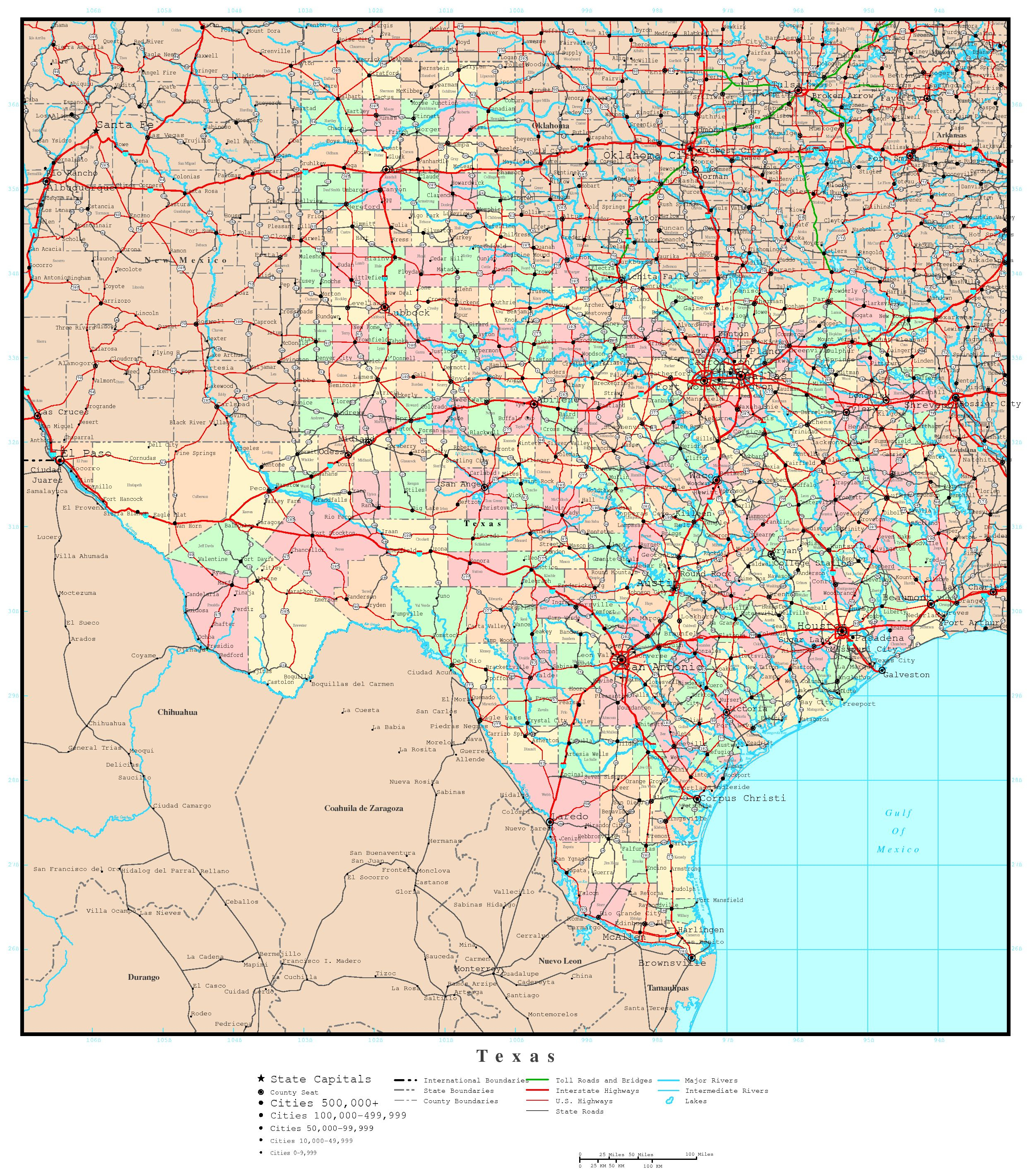 Texas Maps County And Travel Information | Download Free Texas Maps - Texas Map With County Lines