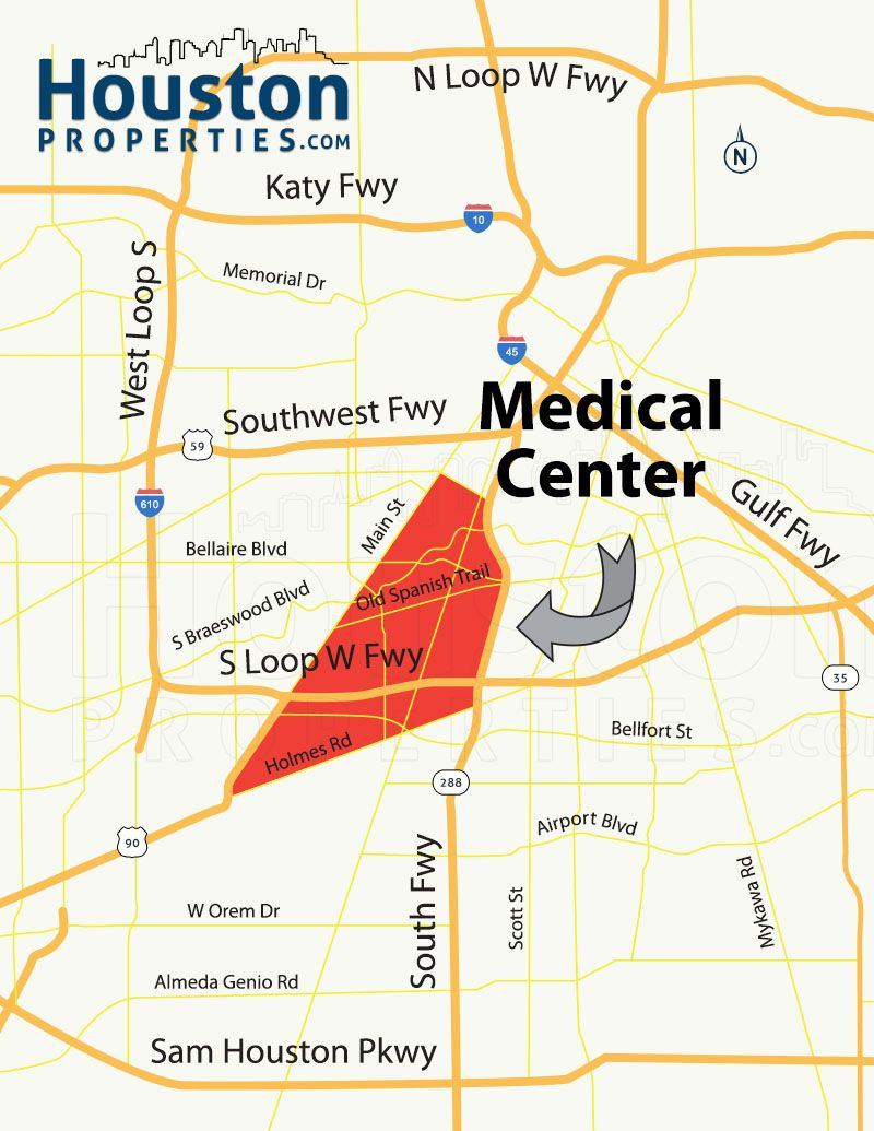 Texas Medical Center Houston Homes &amp;amp; Neighborhood Guide | For Chris - Houston Texas Map Airports