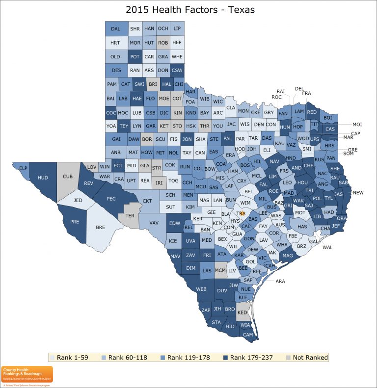 Texas Rankings Data County Health Rankings & Roadmaps Texas Health