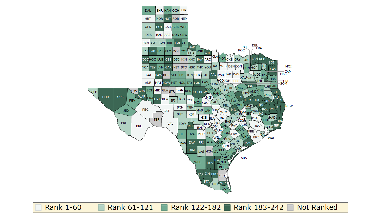 Texas Rankings Data | County Health Rankings &amp;amp; Roadmaps - Texas Health Dallas Map