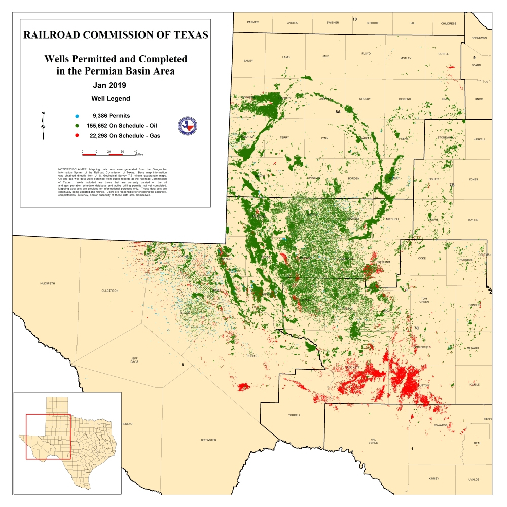 Texas Rrc - Permian Basin Information - Map Of Drilling Rigs In Texas