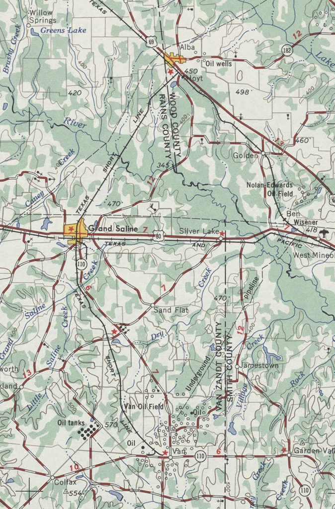 Texas Short Line Railway Company (Tex.), Map Showing Route In 1954