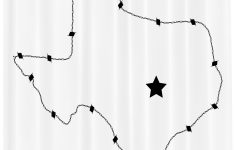Texas Star Shower Curtain, Usa State Map With Barbed Wire Pattern - Texas Map Shower Curtain
