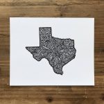 Texas State Drawing Texas Map Art Texas Wall Art Texas | Etsy   Texas Map Art