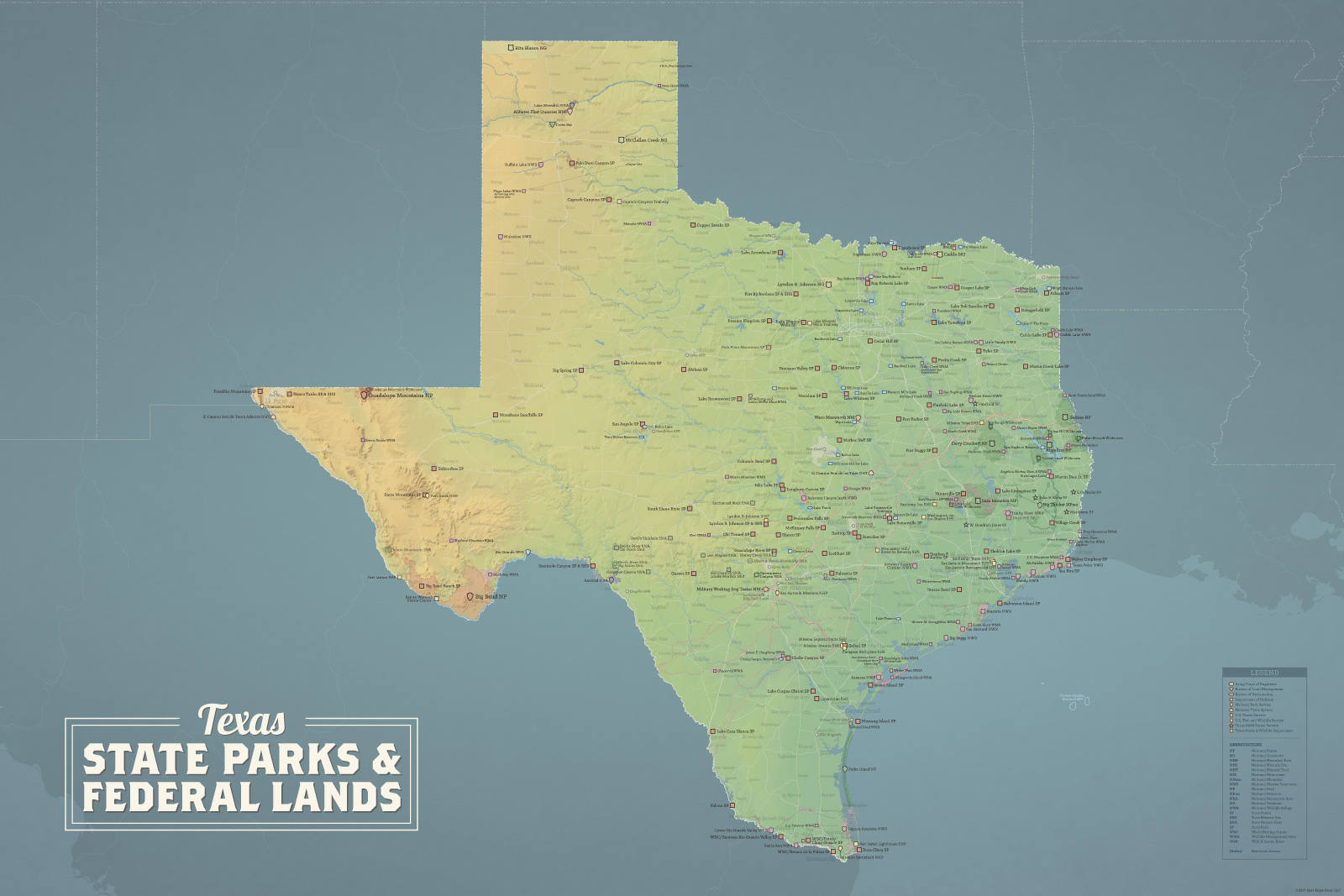 Texas State Parks &amp;amp; Federal Lands Map 24X36 Poster | Etsy - Texas State Parks Map
