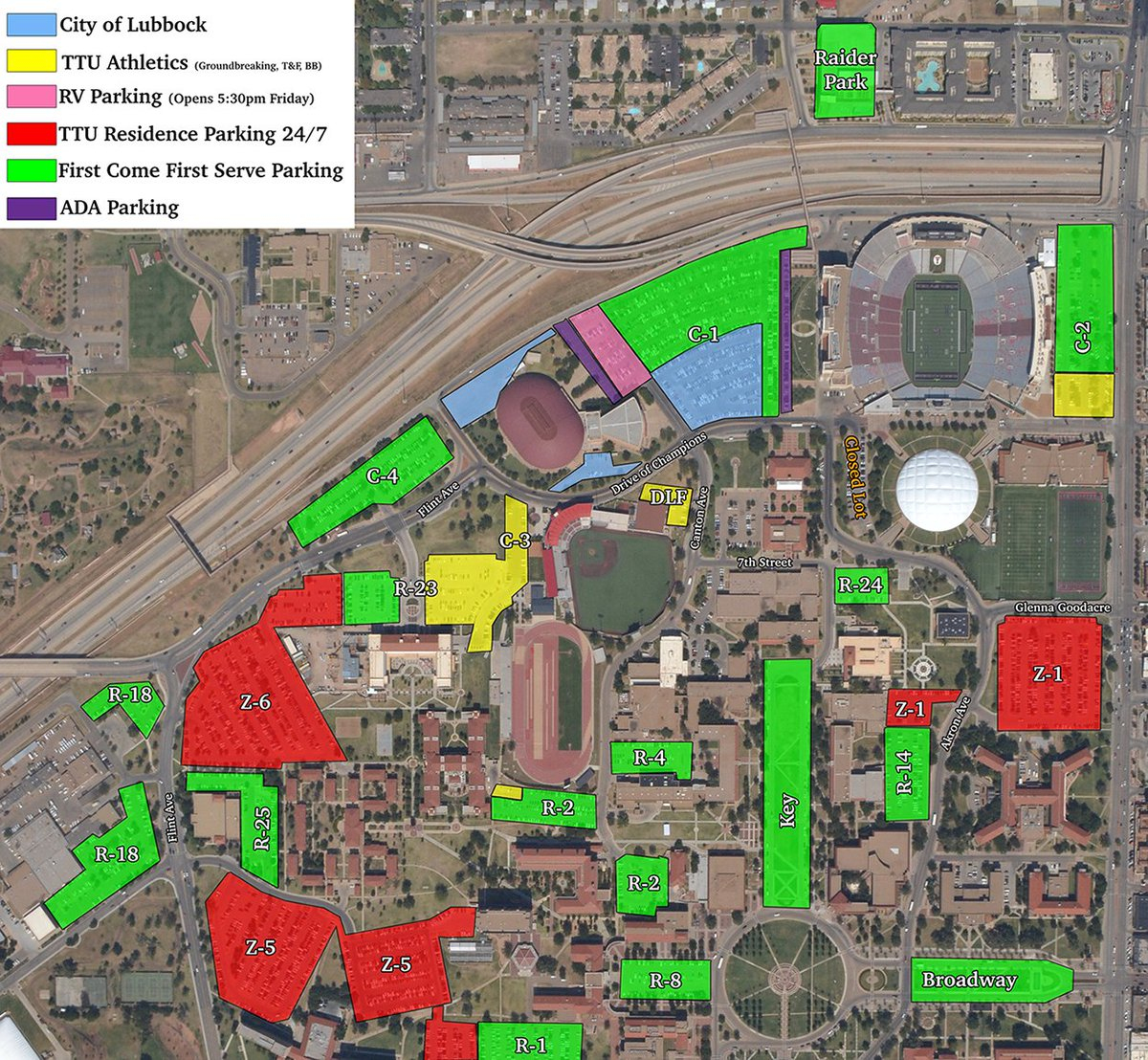 Texas Tech Football Parking Map 2017 Printable Maps