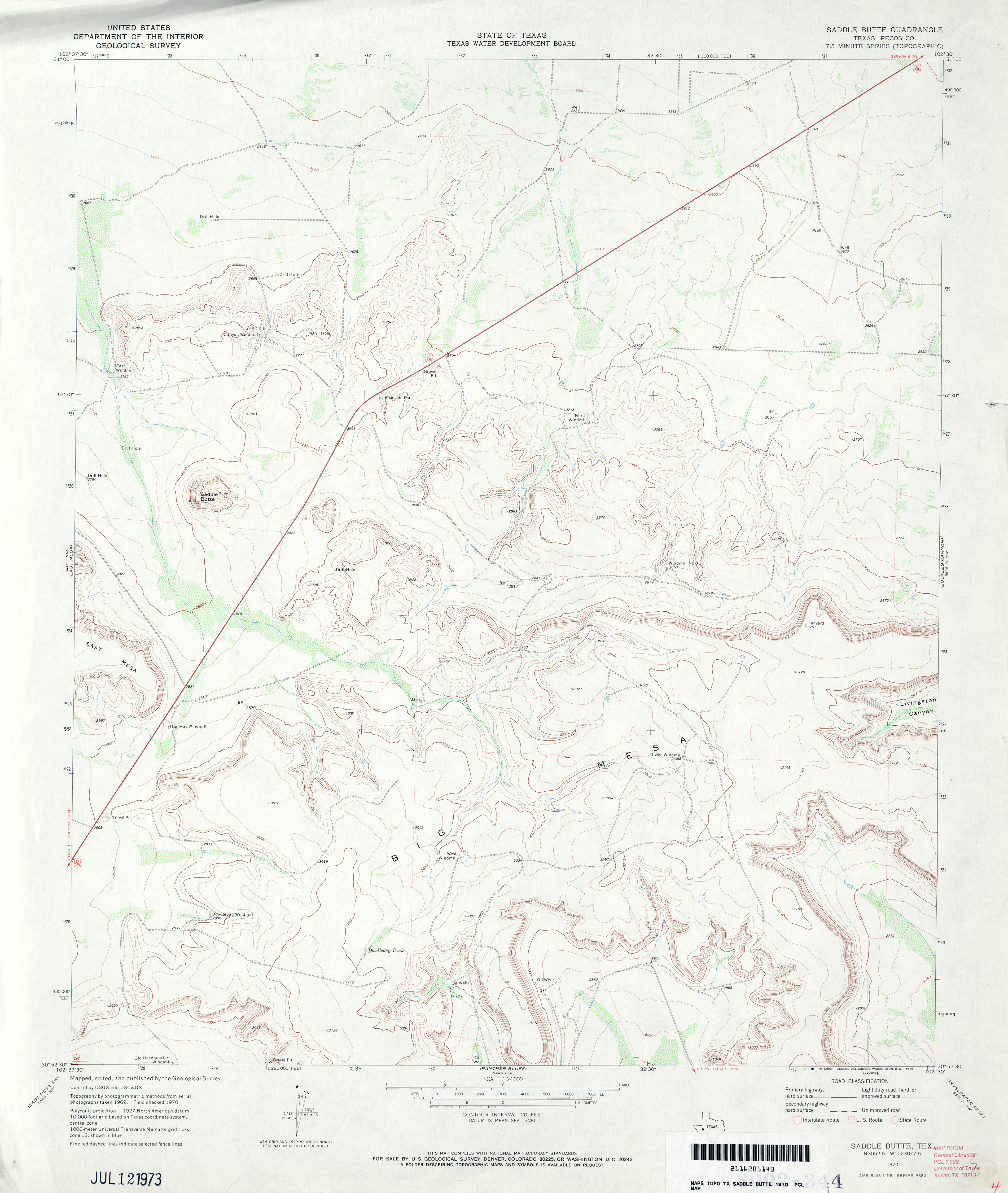 Texas Topographic Maps - Perry-Castañeda Map Collection - Ut Library - Martin County Texas Section Map