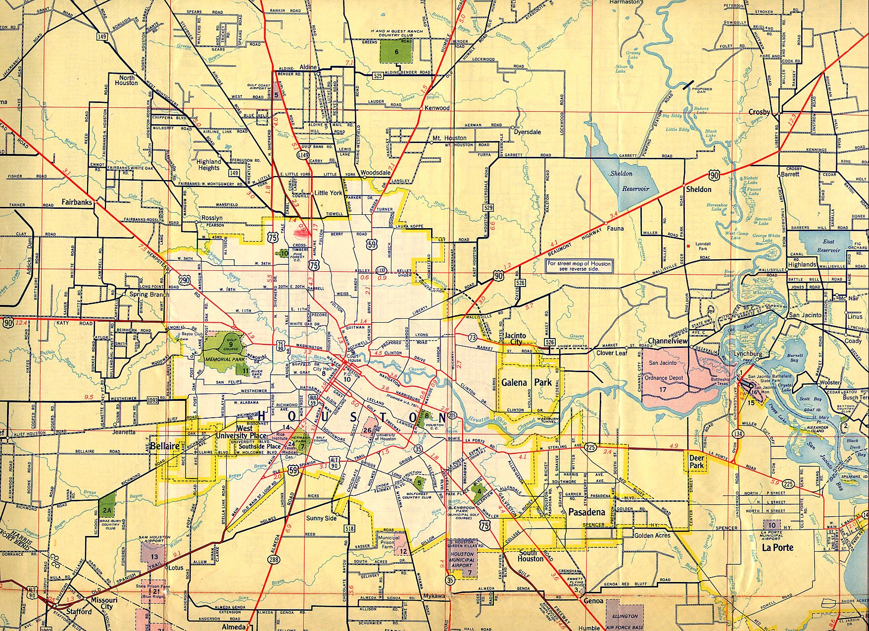 Texasfreeway &amp;gt; Houston &amp;gt; Historical Information &amp;gt; Old Road Maps - Road Map Of Houston Texas