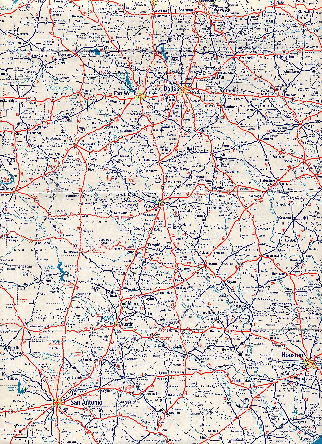 Texasfreeway &amp;gt; Statewide &amp;gt; Historic Information &amp;gt; Old Road Maps - Dallas Texas Highway Map