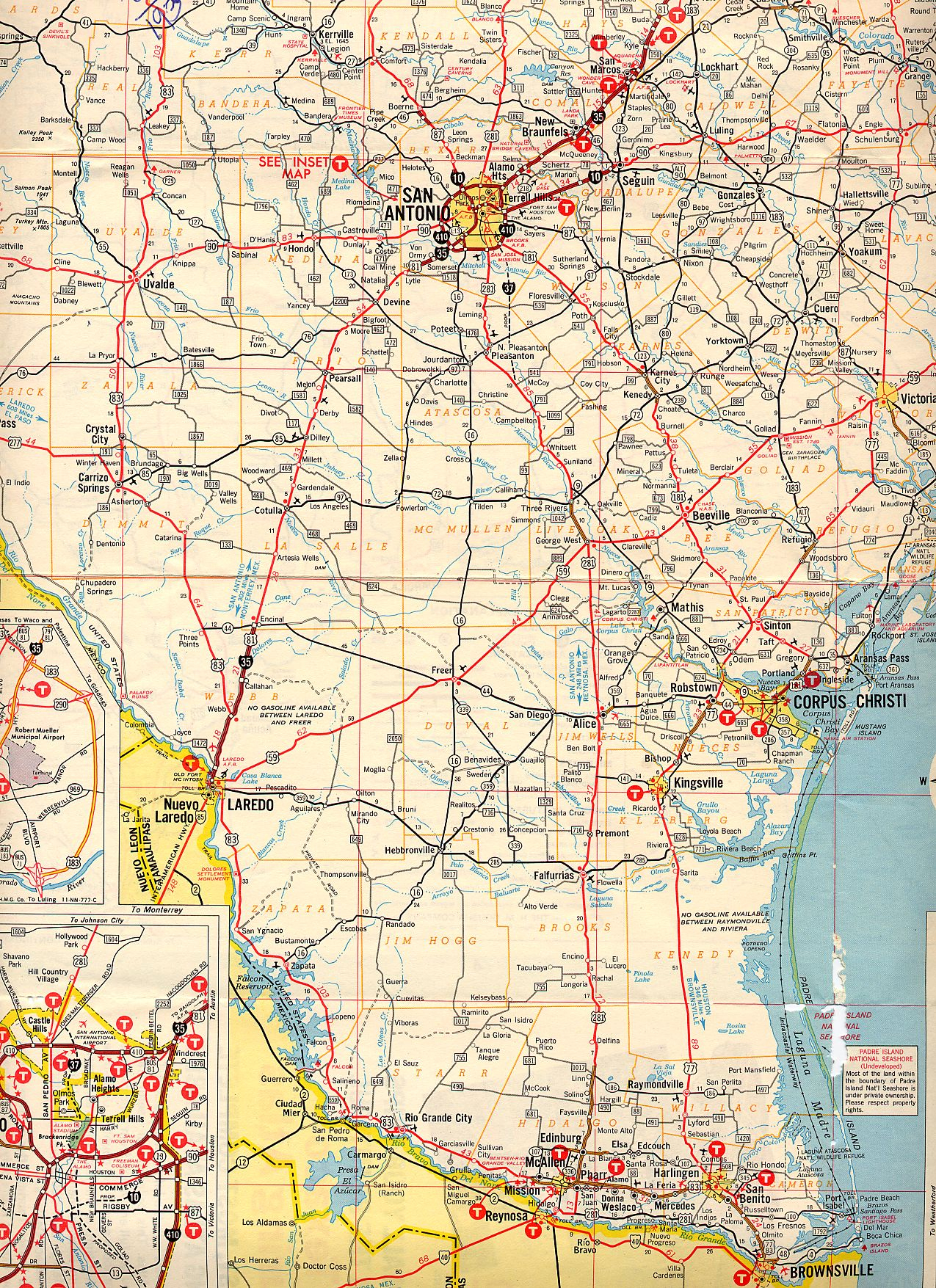 Texasfreeway &amp;gt; Statewide &amp;gt; Historic Information &amp;gt; Old Road Maps - Map Of South Texas