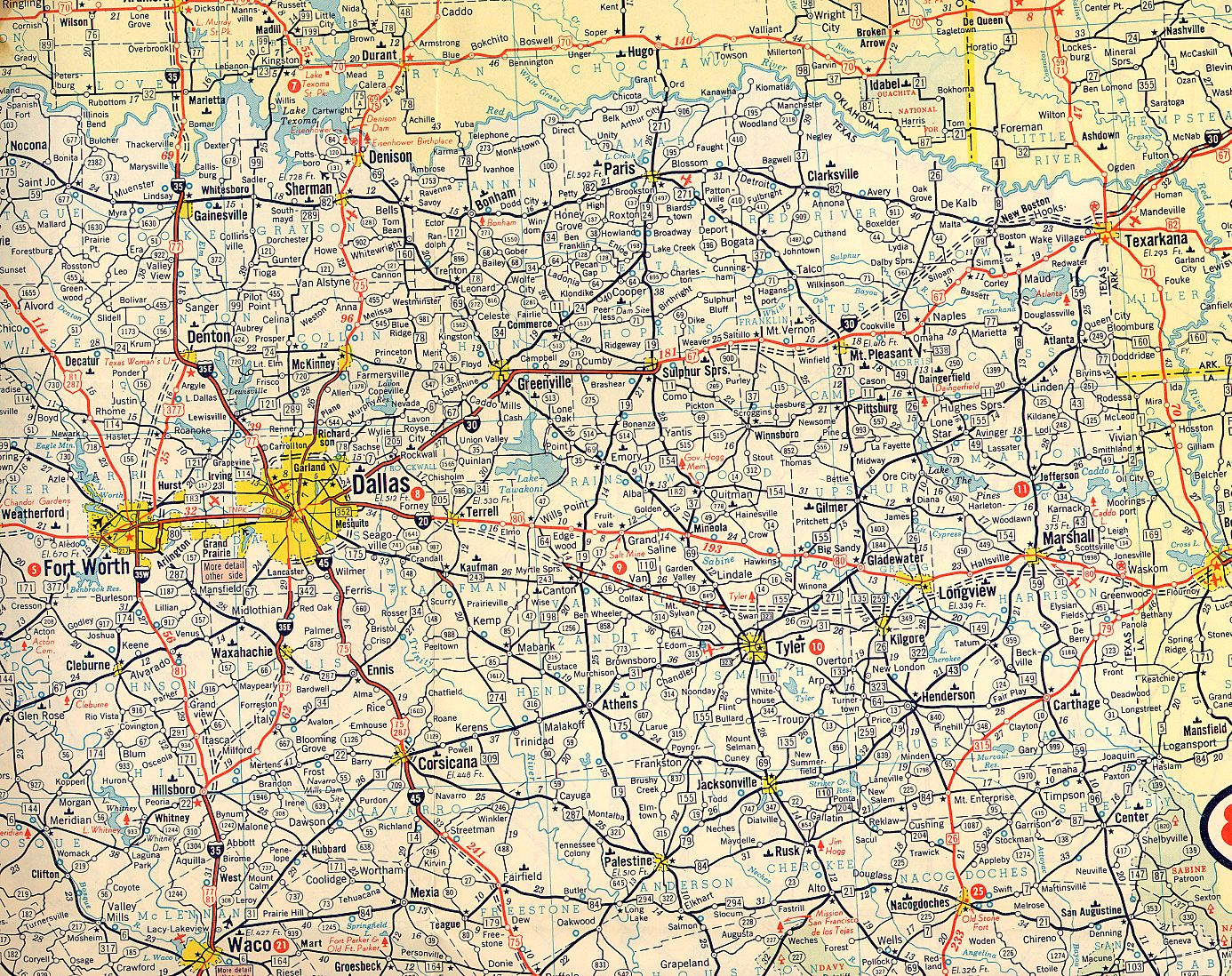 Texasfreeway &amp;gt; Statewide &amp;gt; Historic Information &amp;gt; Old Road Maps - North Texas Highway Map