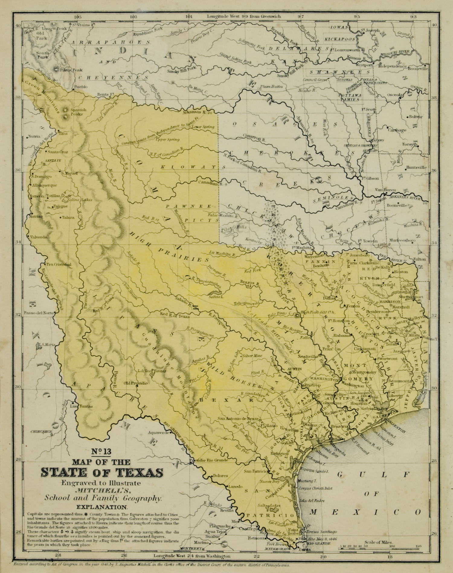 The Antiquarium - Antique Print &amp;amp; Map Gallery - Augustus Mitchell - Texas Map 1846